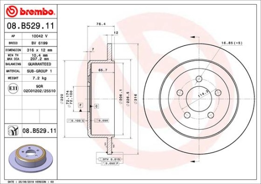 Disc frana Spate Dreapta/Stanga potrivit DODGE NITRO; JEEP CHEROKEE, GRANDEER 2.8-4.0 10.83-
