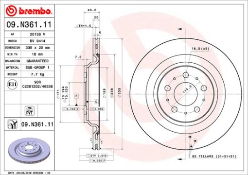 Disc frana Spate Dreapta/Stanga potrivit TESLA MODEL 3 Electric 01.17-