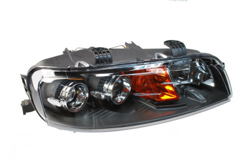 Far Dreapta (halogen, H7/H7, electric, fara motoras, culoare insertie: gri, culoare semnalizator: galben) potrivit FIAT PUNTO, PUNTO EVO/HATCHBACK, PUNTO/HATCHBACK 01.00-12.03