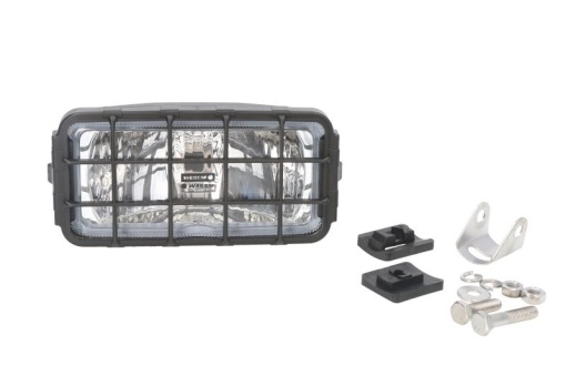 Far universal stanga/dreapta (faza lunga, H3, 12/24V, latime 180mm, inaltime 86mm, alb, plastic, negru)