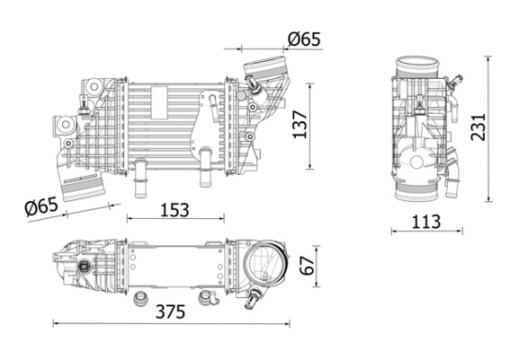 Intercooler potrivit MAN TGE; VW CALIFORNIA T6 CAMPER, CRAFTER, GRAND CALIFORNIA CAMPER, MULTIVAN T6, TRANSPORTER T6, TRANSPORTER T6 / CARAVELLE T6 2.0D 04.15-