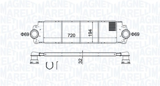 Intercooler potrivit VW CALIFORNIA T5 CAMPER, CALIFORNIA T6 CAMPER, MULTIVAN T5, MULTIVAN T6, TRANSPORTER T5, TRANSPORTER T6, TRANSPORTER T6 / CARAVELLE T6 1.9D/2.0D/2.5D 04.03-12.19