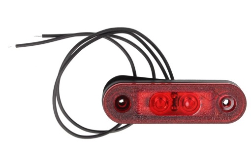 Lumini clarificare stanga/dreapta, forma: oval, rosu, LED, inaltime 22,8mm; latime 79,5mm; adancime 13mm, suprafata, lungime cablu 300mm, 12/24V (in orificiu 44x17mm; oval cu saiba HOR 72)