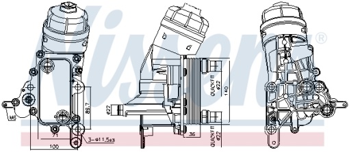 Radiator ulei (cu carcasa filtru ulei) potrivit ALFA ROMEO GIULIETTA, MITO; FIAT 500L, 500X, BRAVO, BRAVO II, DOBLO, DOBLO CARGO, PUNTO EVO, TIPO; JEEP RENEGADE; OPEL COMBO TOUR 1.6D 09.07- - Img 1