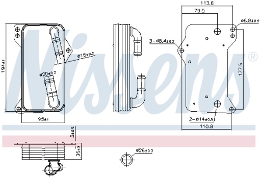 Radiator ulei potrivit AUDI A1, A3, Q2, Q3, TT; CUPRA ATECA, FORMENTOR, LEON, LEON SPORTSTOURER; SEAT ATECA, LEON, LEON SPORTSTOURER, LEON ST, TARRACO; SKODA KAROQ, KODIAQ I 1.0-2.5 08.12-