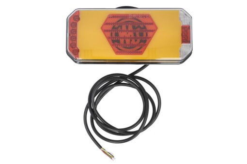 Stop spate stanga (LED, 12/24V, cu intermitent, cu far ceață, lumina de marșarier, cu stop, lumină de parcare, cu iluminare placuta, reflector, indicator dinamic, lungime cablu: 2m)