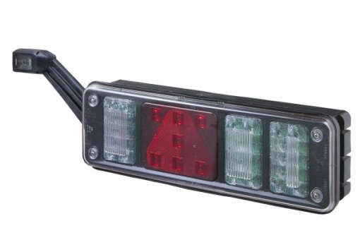 Stop spate stanga (LED, 24V, cu intermitent, cu lumina de ceata, lumina de marșarier, cu lumina stop, lumini parcare, reflector triunghiular, cu lampă cu braț prelungit)