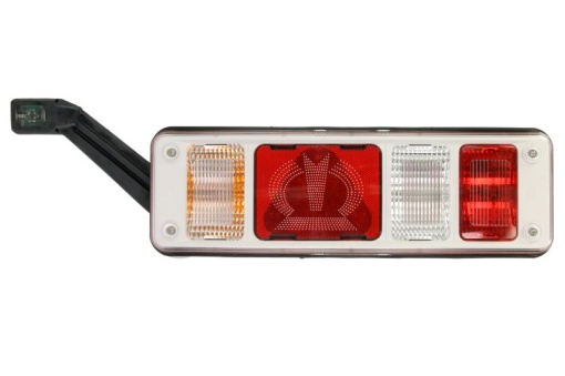 Stop spate stanga (LED/P21W, 24V, cu intermitent, cu lumina de ceata, lumina de marșarier, cu lumina stop, lumini parcare, reflector triunghiular, cu lampă cu braț prelungit) potrivit KRONE