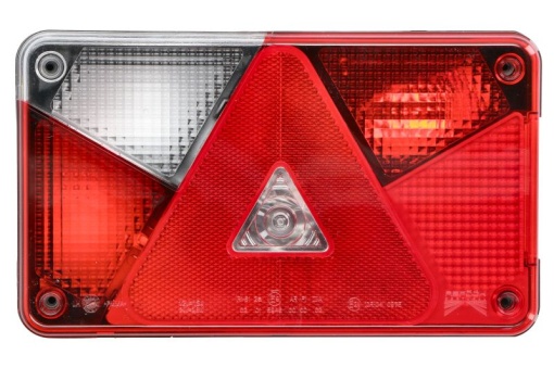 Stop spate stanga MULTIPOINT V (P21/5W/P21W/PY21W/R10W, 12V, cu intermitent, cu far de ceață, lumina de marșarier, cu stop, lumină de parcare, reflector triunghiular, grommet)