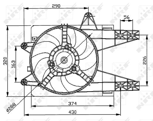 Ventilator radiator (cu carcasa) potrivit FIAT PUNTO; LANCIA Y 1.1/1.2 09.93-09.03