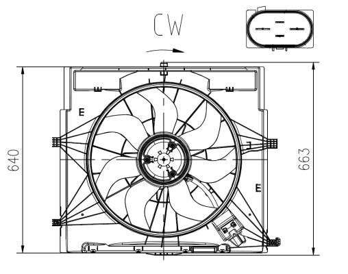 Ventilator radiator (cu carcasa) potrivit MERCEDES MARCO POLO CAMPER (W447), SPRINTER 3,5-T (B907, B910), SPRINTER 3-T (B910), SPRINTER 3-T (B910, B907), SPRINTER 4-T (B907 2.0D/2.2D 03.14-