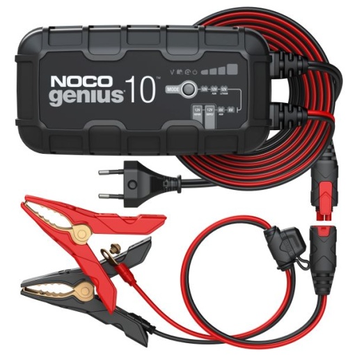 Aparat incarcat baterii auto GENIUS10EU, voltaj incarcare: 6/12 V NOCO, curent incarcare: 10A, alimentare: 120/240V, tip baterie: AGM/EFB/GEL/Li-Ion/MF/WET