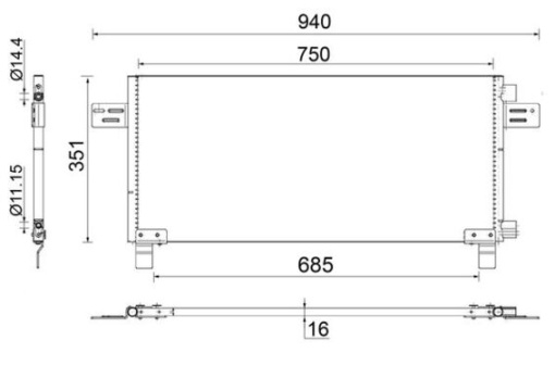 Condensator A/C 750x351x16 potrivit MAN FOC, TGA, TGL I, TGM I, TGS I, TGX I 06.99- - Img 1