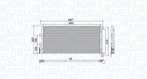 Condensator climatizare (cu uscator) potrivit FIAT LINEA 1.3D/1.4/1.6D 05.07-