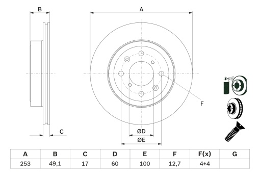 Disc frana Fata Dreapta/Stanga potrivit OPEL AGILA; SUBARU JUSTY III; SUZUKI IGNIS II, WAGON R, WAGON R+ 1.0-1.5 05.00-