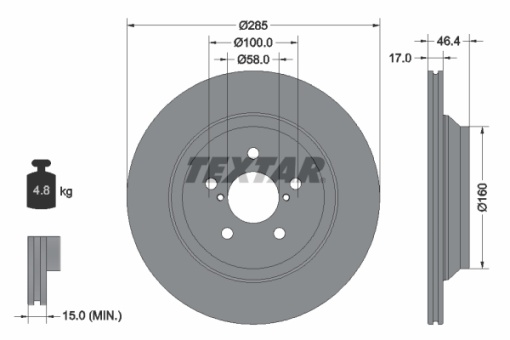 Disc frana Spate Dreapta/Stanga (fara pivot fixare roata) potrivit SUBARU IMPREZA, XV 1.6/2.0/2.0H 10.16-