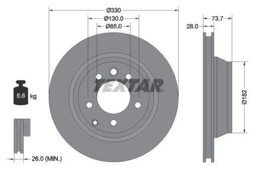 Disc frana Spate Dreapta/Stanga potrivit AUDI Q7; CITROEN C4 I; PEUGEOT 307; PORSCHE CAYENNE; VW TOUAREG 1.4-6.0D 08.00-