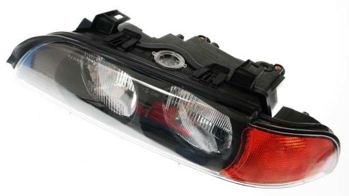 Far fata Stanga (H7/HB3, electric, cu motor, culoare insert: negru, culoare semnalizator: galben) potrivit BMW 5 (E39)