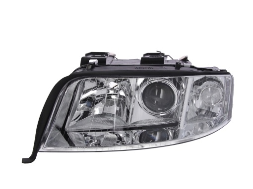 Far fata Stanga (halogen, H7/H7, electric, fara motoras, culoare insert: cromat, culoare semnalizator: transparent) potrivit AUDI A6 C5, ALLROAD C5 01.01-12.04