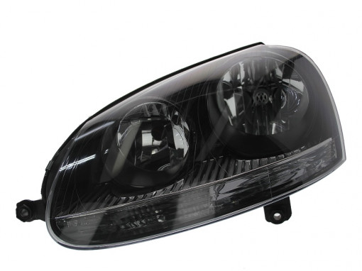 Far stanga (H7, reglaj electric, cu motoras, fundal negru) VW GOLF 2003-2009 - Img 1