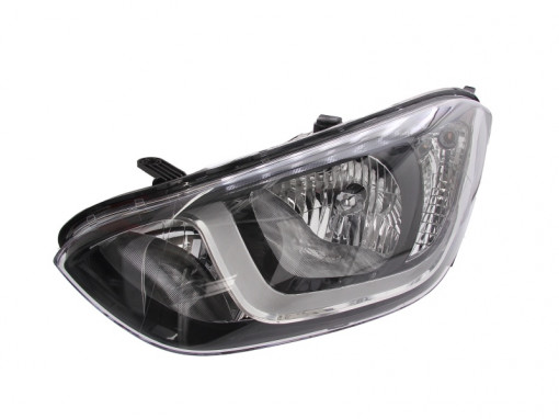 Far stanga (H7, reglaj electric, fundal cromat, Semnalizator argintiu) HYUNDAI I20 2008-2015