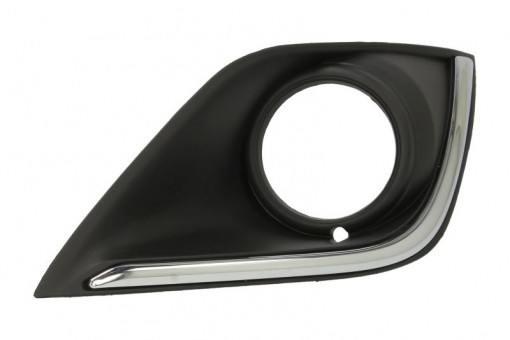 Grila bara fata dreapta cu dunga crom, cu locas lampa ceata, plastic, negru potrivit MITSUBISHI OUTLANDER III 02.15-09.18