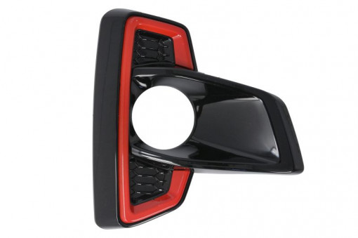 Grila bara fata dreapta plastic, negru lucios/rosu potrivit TOYOTA HILUX VIII 01.18-05.20