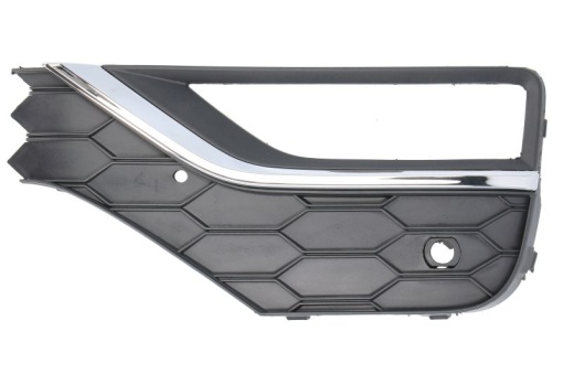 Grila ventilatie bara fata stanga (cu dungi crom, cu orificii lampa ceata, plastic, negru) potrivit VW AMAROK 2H 05.16-05.22