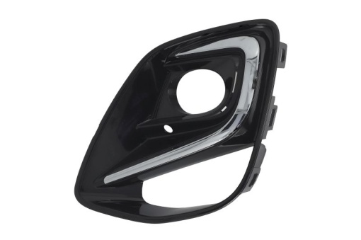 Grila ventilatie bara fata stanga (cu șipcă cromată, cu orificii lampa ceata, plastic, negru lucios) potrivit FORD PUMA 2 09.19-