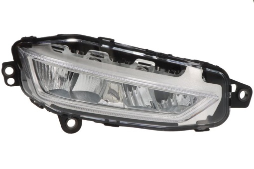 Proiector ceata dreapta (LED, rama argintie; cu iluminare curba) 24V potrivit VOLVO FH III 02.20-