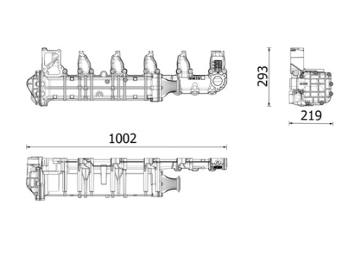 Radiator recirculare gaze esapament (1002mm x 293mm x 219mm) potrivit MERCEDES ACTROS; ANTOS; AROCS potrivit MERCEDES ACTROS MP4 / MP5, ANTOS, AROCS 471.943-OM471.926 07.11- - Img 1