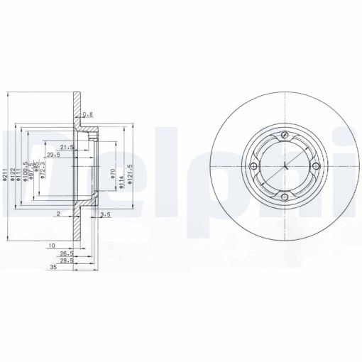 Set discuri frana (2 buc.) Fata Dreapta/Stanga potrivit DAIHATSU CHARADE III, CUORE II, CUORE IV, HIJET, MOVE, SPARCAR 0.8-1.3 09.83-11.99