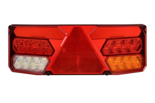 Stop spate dreapta (LED, 12/24V, cu intermitent, cu lumina de ceata, lumina de marșarier, cu lumina stop, lumini parcare, reflector triunghiular, lumina laterala, conector: AMP 7PIN Bayonet)