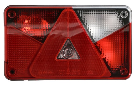 Stop spate dreapta MULTIPOINT V (P21/5W/P21W/PY21W/R10W, 12V, cu intermitent, cu far ceață, lumina de marșarier, cu stop, lumină de parcare, reflector triunghiular, grommet)