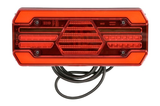 Stop spate stanga (LED, 12/24V, cu intermitent, cu far ceață, lumina de marșarier, cu stop, lumină de parcare, cu iluminare placuta, reflector, indicator dinamic, lungime cablu: 2m) - Img 1