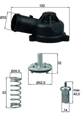 Termostat lichid racire (83°C, in carcasa) potrivit AUDI A1, A3, TT; SEAT ALTEA, ALTEA XL, CORDOBA, IBIZA III, IBIZA IV, IBIZA IV SC, LEON, TOLEDO III, TOLEDO IV 1.4-2.0 05.06-05.22