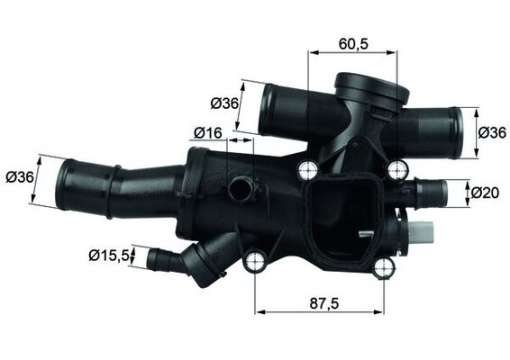 Termostat lichid racire (83°C, in carcasa) potrivit VOLVO C30, C70 II, S40 II, S80 II, V50, V70 III; CITROEN C4, C4 GRAND PICASSO I, C4 I, C4 PICASSO I, C5 II, C5 III 2.0D/2.2D/3.0 09.02-