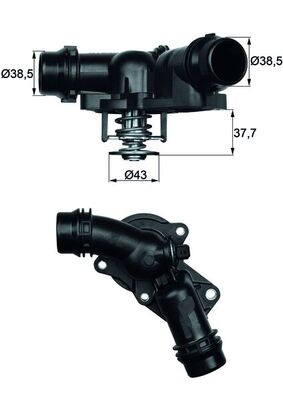 Termostat lichid racire (97°C, in carcasa) potrivit BMW 3 (E36), 3 (E46), 5 (E39), 5 (E60), 5 (E61), 7 (E38), 7 (E65, E66, E67), X3 (E83), X5 (E53), Z3 (E36), Z4 (E85) 2.0-3.0 12.91-12.10