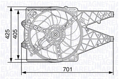 Ventilator radiator (cu carcasa) potrivit FIAT DOBLO, DOBLO CARGO 1.3D-2.0D 01.10-