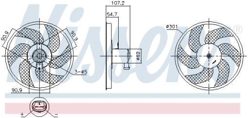 Ventilator radiator potrivit DACIA DOKKER, DOKKER/MINIVAN, DUSTER, DUSTER/SUV, LODGY, LOGAN II, LOGAN MCV II, SANDERO II; RENAULT CAPTUR I, CLIO IV, CLIO IV/HATCHBACK, CLIO IV/KOMBI 0.9-1.6LPG 02.08-