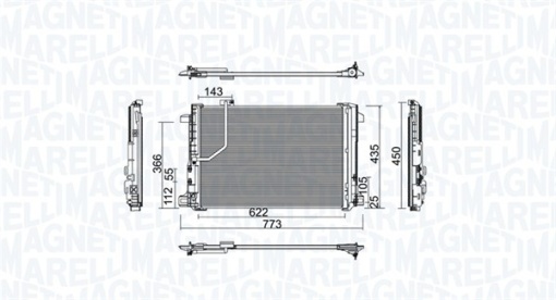 Condensator climatizare (cu uscator) potrivit MERCEDES C (C204), C T-MODEL (S204), C (W204), CLS (C218), CLS SHOOTING BRAKE (X218), E (A207), E (C207), E T-MODEL (S212), E (W212), GLK (X204) 1.6-6.2 01.07-