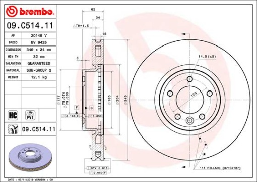 Disc frana Fata Dreapta/Stanga potrivit LAND ROVER DISCOVERY V, RANGE ROVER IV, RANGE ROVER SPORT II 2.0-5.0 08.12-