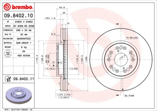 Disc frana Fata Dreapta/Stanga potrivit LEXUS GS, IS I, IS SPORTCROSS, LS, SC; TOYOTA ALTEZZA, ALTEZZA GITA, ARISTO, MARK II IX, MARK II VIII, VEROSSA 2.0-4.3 12.89-07.10