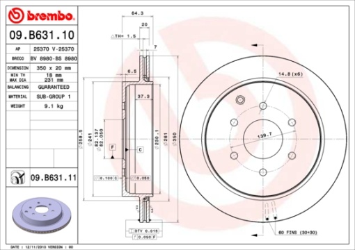 Disc frana Spate Dreapta/Stanga potrivit INFINITI QX56, QX80; NISSAN PATROL VI 5.6 04.10-
