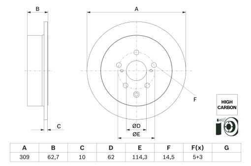Disc frana Spate Dreapta/Stanga potrivit LEXUS RX; TOYOTA HIGHLANDER / KLUGER, SIENNA 2.7/3.5 12.08-