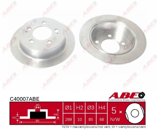 Disc frana Spate Dreapta/Stanga potrivit SSANGYONG ACTYON I, ACTYON II, ACTYON SPORTS I, ACTYON SPORTS II, KYRON, REXTON, REXTON / REXTON II, REXTON W / REXTON 2.0D-3.2 04.02-