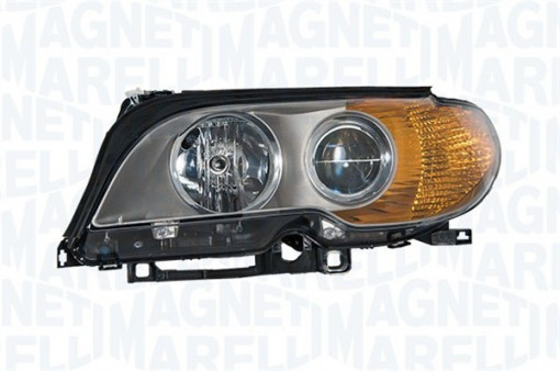 Far Dreapta (halogen, H7/H7/WY21W, electric, cu motor, culoare insertie: titan, culoare semnalizator: galben) potrivit BMW 3 (E46)
