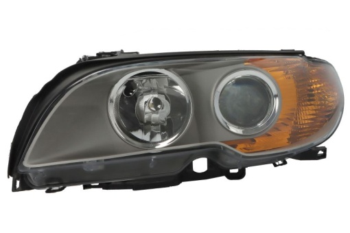 Far fata Stanga (H7/H7, electric, cu motor, culoare insert: cromat, culoare semnalizator: galben) potrivit BMW 3 (E46)