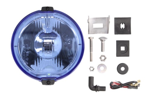 Far universal stanga/dreapta (faza lunga, H3/LED, 12V, diametru 183mm, albastru, plastic, negru, lumini pozitie, lungime cablu: 150mm)