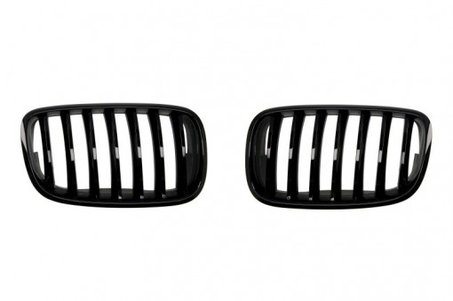 Grila radiator Dreapta/Stanga Set 2 bucati, model pachet M, negru lucios potrivit BMW X5 E70 3.0-4.8 2006-2013
